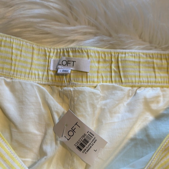 LOFT Yellow & White Striped Linen-Blend Wide Leg Crop Pants - Picture 4 of 5